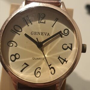 🦋10/$20🦋 Geneva Goldtone/Brown Leather Women's Watch